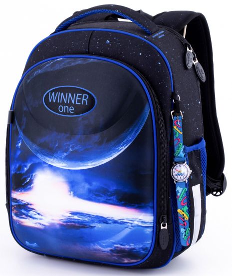 Школьный ранец для мальчика 1-4 класс SkyName6018 жесткий каркас размер: 29*17*36 см, черно-синий