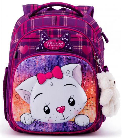 Школьный ранец для девочки младших классов SkyName7001жёсткий каркас размер 29*16*36 см розово-фиолетовый