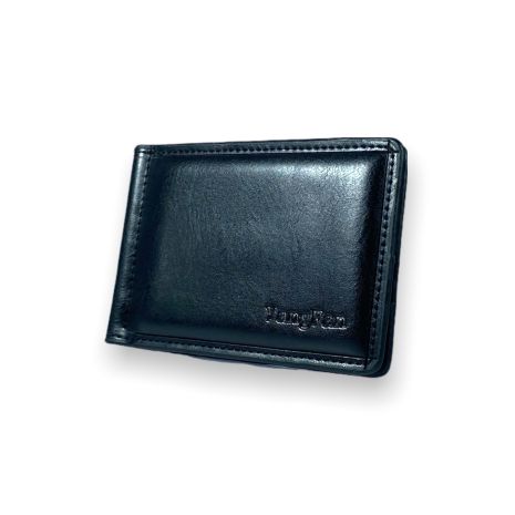 Затискач гаманець для купюр YangFan із шкірзамінника додаткові відділення розмір:11*8*1 см чорний