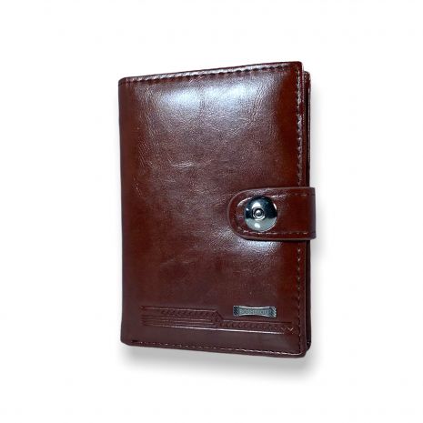 Чоловічий гаманець Bohshihou 302B-3 із шкірзамінника застібка-кнопка розмір:14*11*2 5 см коричневий