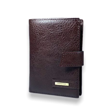 Чоловічий гаманець Piroyce 302B із шкірзамінника 2 відділення застібка-кнопка розмір:14*10*3 см коричневий
