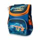 Школьный ранец для мальчика 989038 жесткий каркас, размеры: 35*25*13 см, сине-оранжевый, "машина"