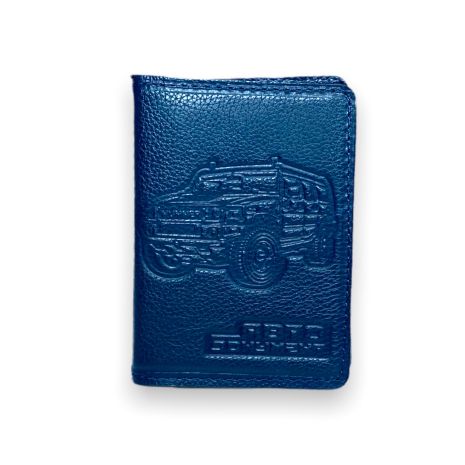Портмоне для автодокументів з тісненям натуральна шкіра BagWay 4 відділення для карток розмір: 13*9*1 см темно-синій