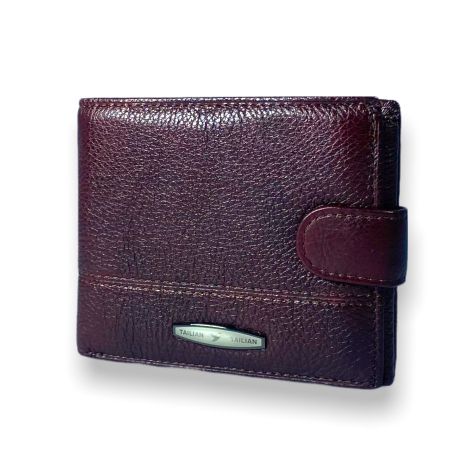 Мужской кошелек Tailan натуральная кожа два отдела для купюр размер:12*10*2 см кримсон