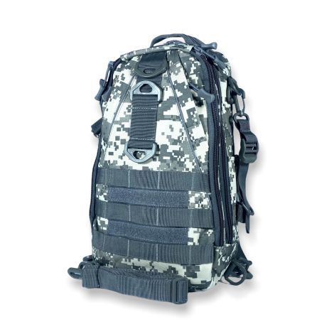 Сумка-рюкзак, слинг, через плечо, два отдела, карман на обороте, размер: 38*22*14 см, пиксель серый