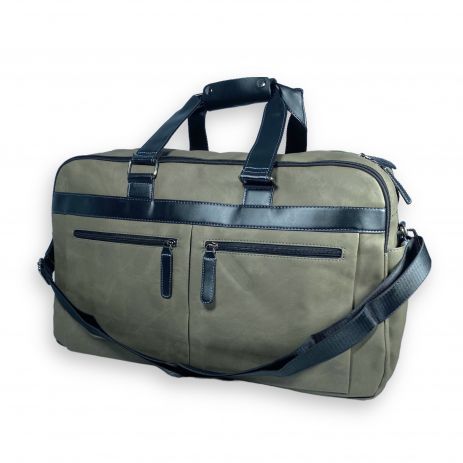 Дорожная сумка из экокожи Filippini 2 отдела 2 внутренних кармана боковые карманы размер: 50*30*22 см зеленая