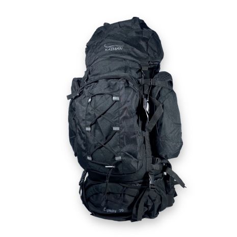 Туристичний рюкзак, одне відділення, дві фронтальні кармани, дощовик, розмір: 80*35*25 см, чорний