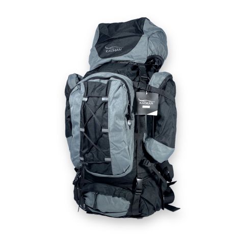 Туристический рюкзак, одно отделение, две фронтальные карманы, дождевик, размер: 80*35*25 см, серый
