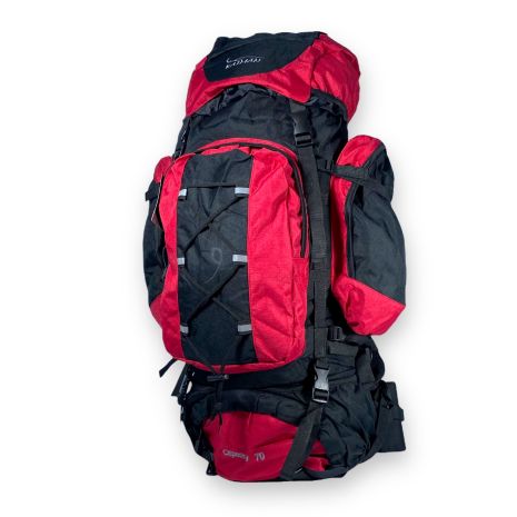 Туристический рюкзак, одно отделение, две фронтальные карманы, дождевик, размер: 80*35*25 см, красный