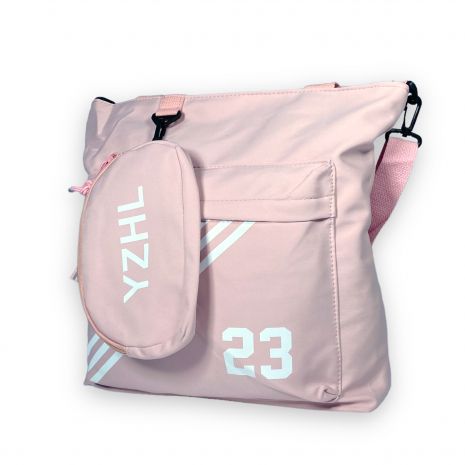 Сумка дорожная (шопер) из ткани 1 отдел на молнии+кошелек дополнительный карман размер: 35*33*10 см розовая