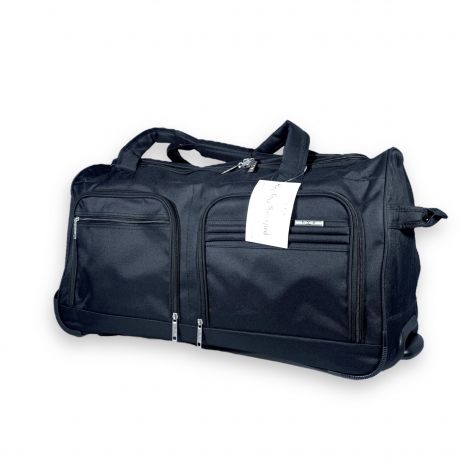 Дорожня сумка на колесах, 1 відділ, 4 фронтальні кармани, телескопічна ручка, 66*35*35 см, чорна