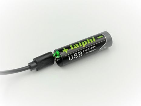 Аккумулятор перезаряжаемый Laiphi (Типоразмер батарейка АА / пальчик) 2000mAh 1,5V Li-ion Type-C + кабель