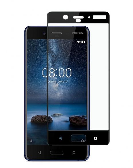 Защитное стекло Full screen PowerPlant для Nokia 8 Black