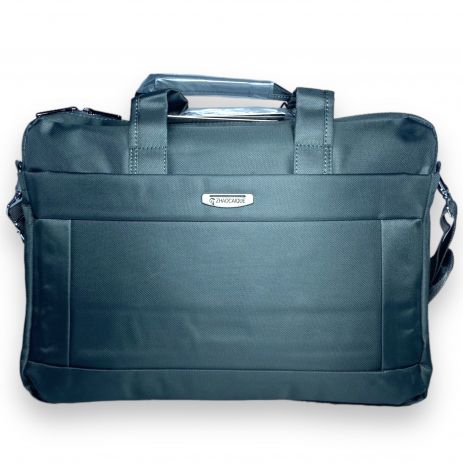 Портфель для ноутбука одно відділення, кармани, ремень, Zhaocaique розмір 40*30*7 см сіро-зелений