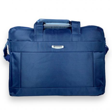 Портфель для ноутбука одно відділення, кармани, ремень, Zhaocaique розмір 40*30*7 см синій