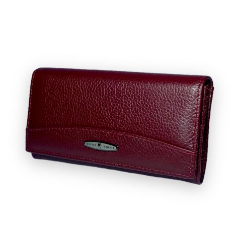 Жіночий гаманець Kochi натуральна шкіра 4 відділи 2 на блискавці розмір: 18*10*3 см бордо
