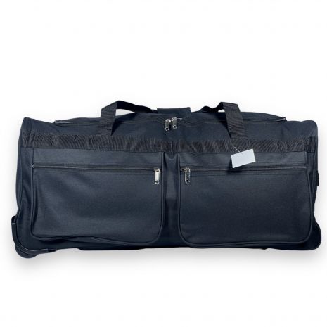 Дорожная сумка на колесах, один отдел, два фронтальных кармана на замке, две ручки, размер: 75*35*35 см, черный
