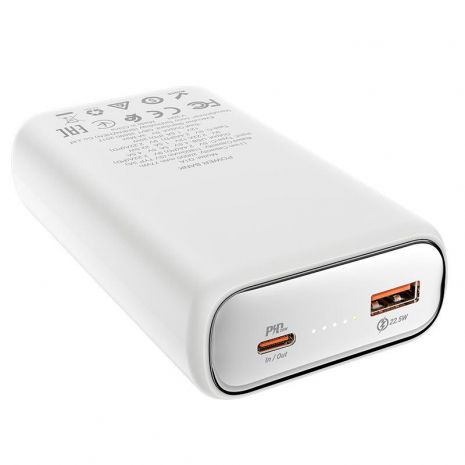 Повербанк Hoco Q1A Kraft (20000 mAh / Out: USB-A 22.5W, Type-C 20W / In: Type-C 20W ) с LED Дисплеем, Белый