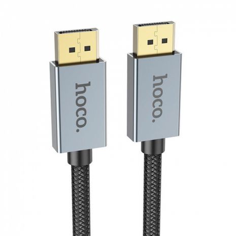 Кабель DisplayPort Hoco US04 - 2m v1.4 8K Ultra HD з нейлоновою оплеткою та позолоченими конекторами, чорний