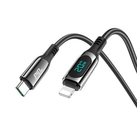 USB Hoco S51 Extreme Display Type-C до Lightning 20W 1.2m Чорний