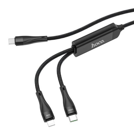 USB Hoco U102 Super 100W 2 in1 Type-C to Type-C+Lightning Чорний