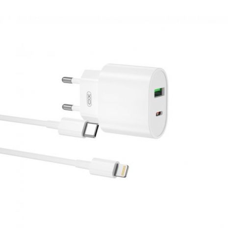 Зарядное устройство XO L81A EU PD20W+QC3.0 Type-C to Lightning 2USB 18W White