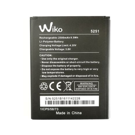 Акумулятор для Wiko Rainbow 5251/Jam 4G/Robby/Pulp3G/Pulp 4G (2500 mAh) [Original PRC] 12 міс.