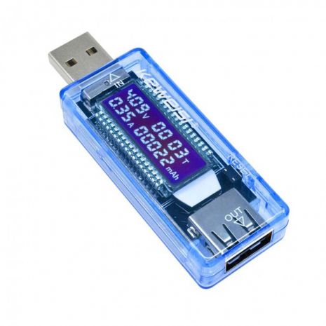 USB тестер Keweisi KWS-V20 для измерения напряжения, тока и ёмкости при зарядке мобильного устройства