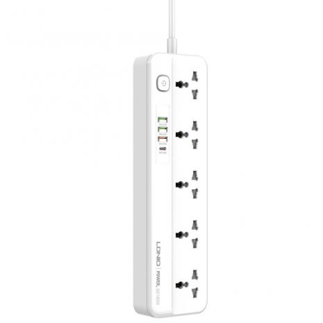 Сетевой Удлинитель LDNIO SC5415 |PD20W/QC18W, 3USB/1Type-C, 5Sockets| white