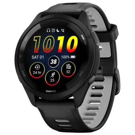 Смарт-годинник Garmin Forerunner 265 Black Bezel and Case with Black/Powder Grey Silicone Band (010-02810-50)