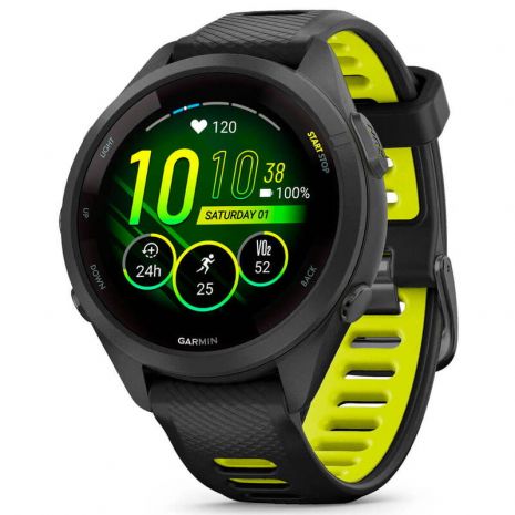 Смарт-часы Garmin Forerunner 265S Black Bezel and Case with Black/Amp Yellow Silicone Band (010-02810-53)