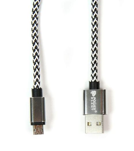 Кабель PowerPlant USB 2.0 AM/Micro B, двосторонній, 1м, сірий