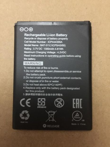 Аккумулятор для Acer BAT-311 (Liquid Z200, Z220, M220) [Original PRC] 12 мес. гарантии