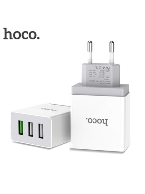 Зарядний пристрій Hoco C24B 3USB QC 3.0 White (3A)