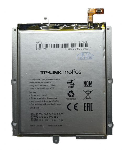 Акумулятор для TP-Link NBL-44A3045 (Neffos C5 Max, TP702) 3045 mAh з металевим кадром [Original PRC] 12 міс.