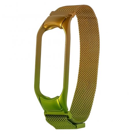 Ремешок Миланская петля радужная для Xiaomi Mi Band 3/ 4 № 34 золотисто-зелёный