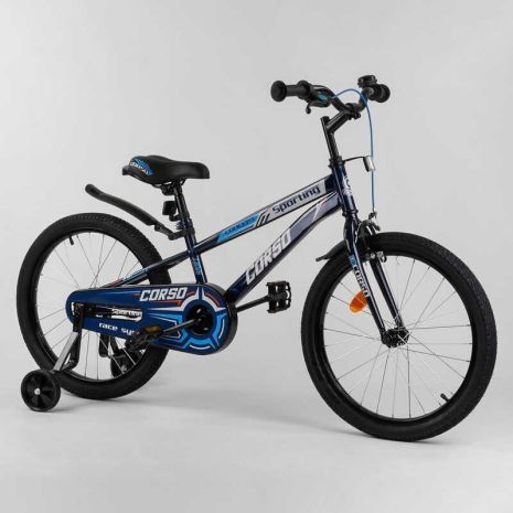 Велосипед підлітковий двоколісний 20" CORSO Sporting чорно-синій R-20944