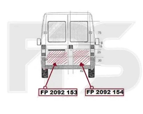 Ремчастина задніх дверей Fiat Ducato, Citroen Jumper, Peugeot Boxer 94-02 - нижня 43 см, ліва Fiat FP 2092 153