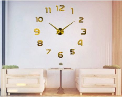 3D часы 100 см Timelike™ настенные большие Арабские-S золотистые