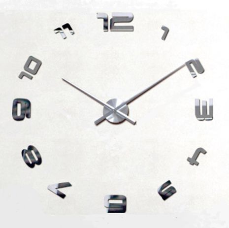3D Настінний годинник 130 см NC (Чехія) Арабські-S дзеркальні великі сріблясті
