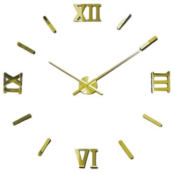 Часы настенные 3D 130 см NC (Чехия) Римские2-G большие оригинальные золотистые