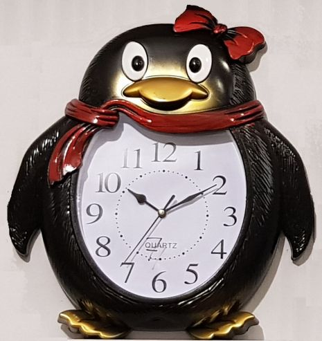 Настінний годинник дитячий "Пінгвін" Чорний (50х45 см) Time