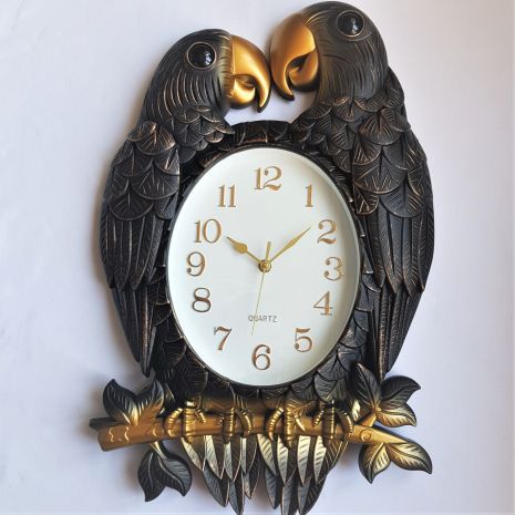 Настенные часы (53х33 см) "Попугай" Черный Time