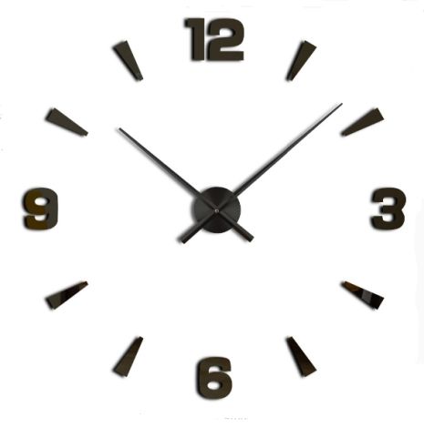 Часы настенные 3D 130 см NC (Чехия) Арабские2-B большие оригинальные черные