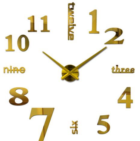 3D Часы настенные 130 см NC (Чехия) Надписи-G большие золотистые