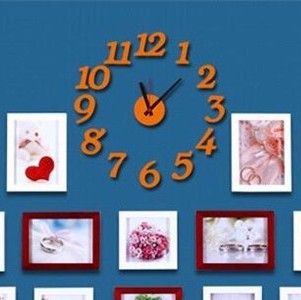 3D Часы настенные 60 см Арабские оранжевые