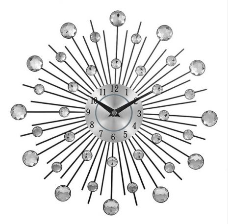 Настенные часы (32 см) бесшумные красивые в спальню зал "Солнце" NC (Чехия)