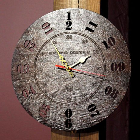 Настінний годинник зі зворотним ходом, антигодинник RetroMotus (250 мм) [Дерево]