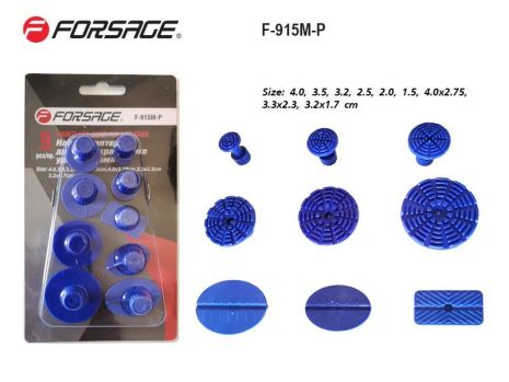 Набор адаптеров пластиковых для беспокрасочного удаления вмятин 9 предметов,в блистере FORSAGE F-915M-P