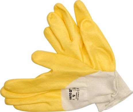 Перчатки рабочие трикотажные покрыты нейлоном желтые размер 10 Yato YT-7481